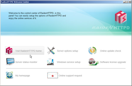 RaidenHTTPD web server screenshot